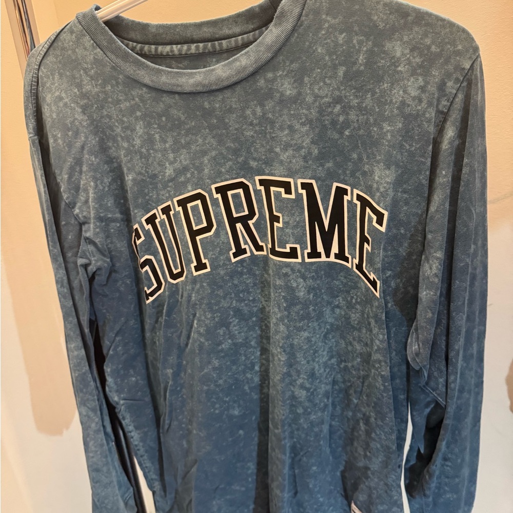 Supreme Washed Blue Tee with Logo Patch